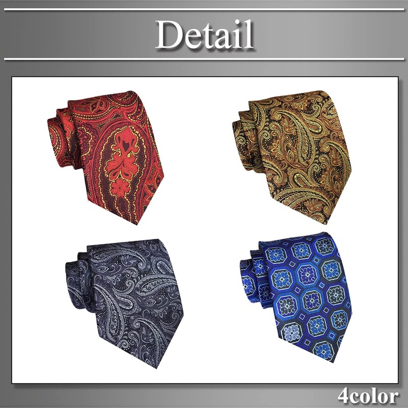 BUZZxSELECTION NT009 Men's Necktie, Paisley Pattern, Casual, Stylish, Suit, Business