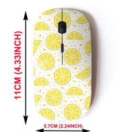 Ratón inalámbrico de 2.4 G con bonito diseño de patrón para todas las computadoras portátiles y computadoras de escritorio con nano receptor, limones frescos encendidos