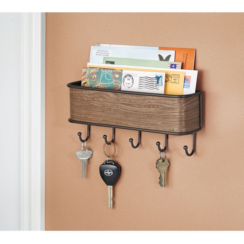 mDesign Key Holder with Tray - Versatile Key Holder with