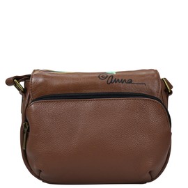 Anna by Anuschka Women's Hand-Painted Leather Crossbody Saddle Bag, Vintage Bird