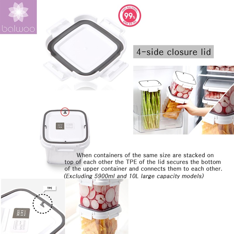 BALWOO Pickle keeper Press Plate Food Storage Container Organizer for