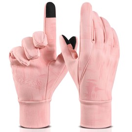 OZERO Winter Gloves for Womens Cold Weather: Touchscreen Thermal Womens Gloves Texting - Water Resistant Anti-Slip Warm for Running Cycling Driving-Pink (Large)