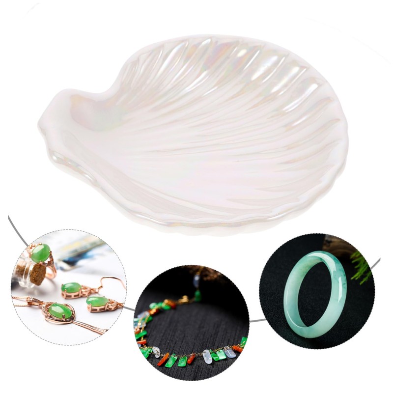Ciieeo Ceramic Shell Shaped Jewelry Dish Trinket Holder for Rings