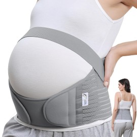 Neotech Care Pregnancy Belly Band, Maternity Belt Support for Back, Abdomen & Pelvis | Pregnancy Must Have for Pregnant Women (Size XXL, Grey Color)