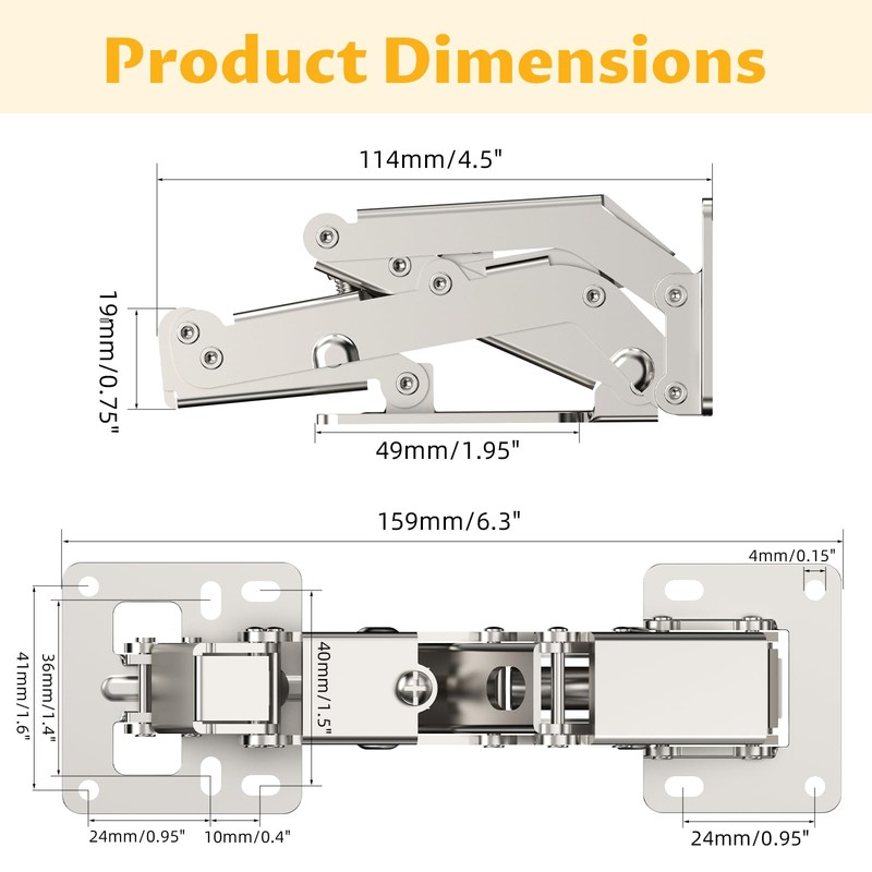 Chibery 4 Pack 170 Degree Soft Close Cabinet Hinges, Slow