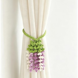 Hand Crochet Cotton Curtain Tiebacks, 2 Pack (Purple)