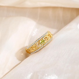 KINGWHYTE August Birthstone Ring 925 Sterling Silver Celtic Rings for Women Adjustable Finger Rings Women Gold Celtic Jewellery Women Peridot Birthstone Gifts