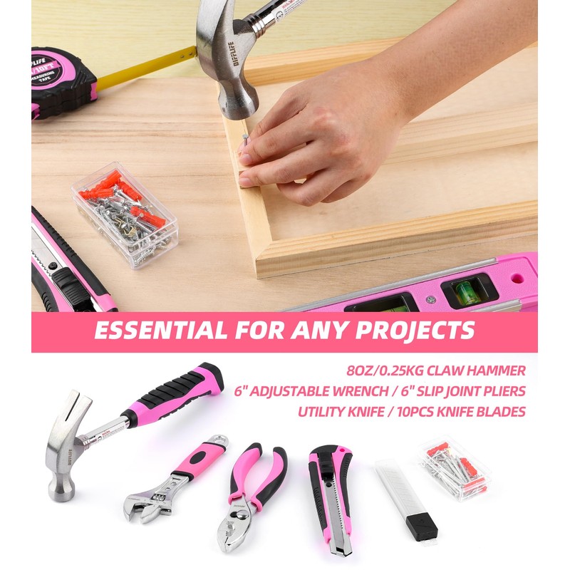 DIFFLIFE Tool Set Pink-131 Piece - General Household Hand Tool
