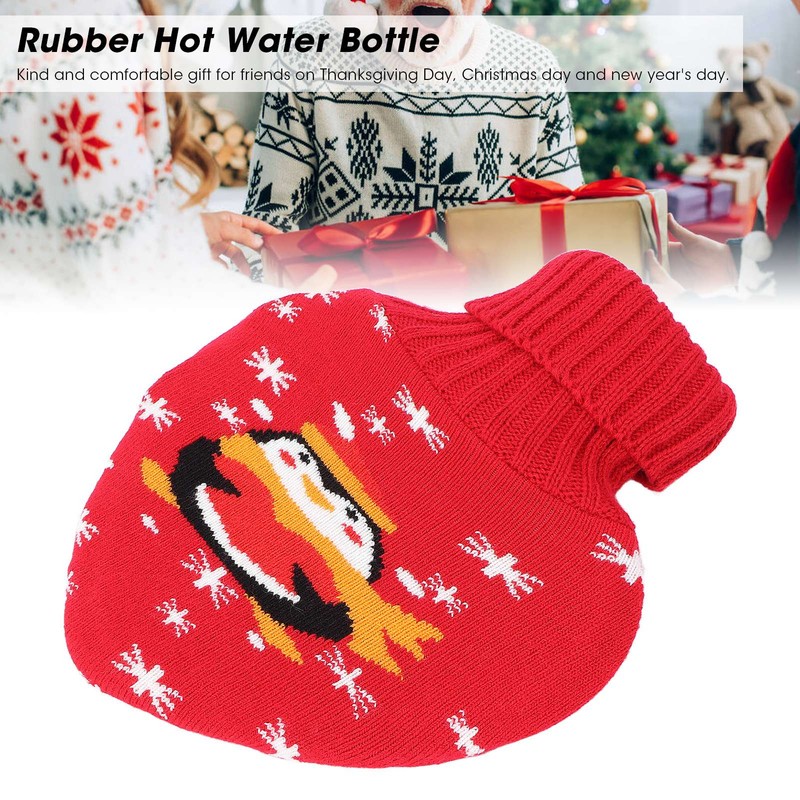Hot Water Bottle Rubber Leakproof Relieve Pain Cute Knit Cover