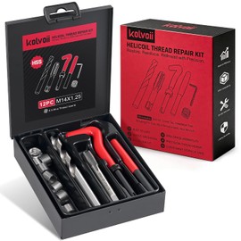 Kolvoii - Kit de reparación de rosca helicoidal M14 × 1.25 para bujía, kit de helicoil métrico M14 con broca HSS, llave e insertos de acero inoxidable para culata de motor de bujías de reparación de