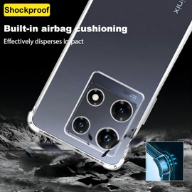 USTIYA Funda para Infinix Note 30 Pro 4G Case Uso Rudo Bumper Shock-Absorción TPU Transparente Protector Cámara Carcasa con Cuatro Esquinas Espesamiento