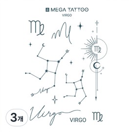 MEGA TATTOO 12 types of constellation tattoo stickers (choose 1), 3, Virgo Virgo / MEGA TATTOO 별자리 타투스티커 12종(택1), 3개, Virgo 처녀자리