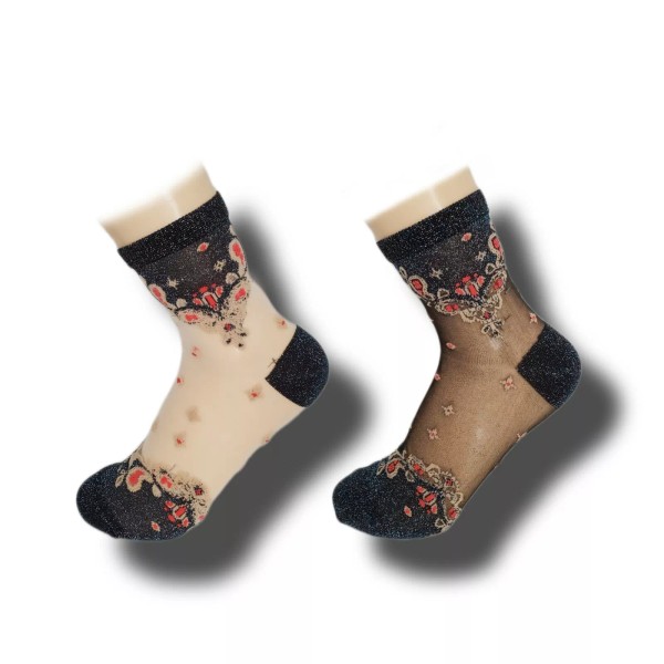 nylocks 2 Prs fancy glitter paisley transparent dress socks 4