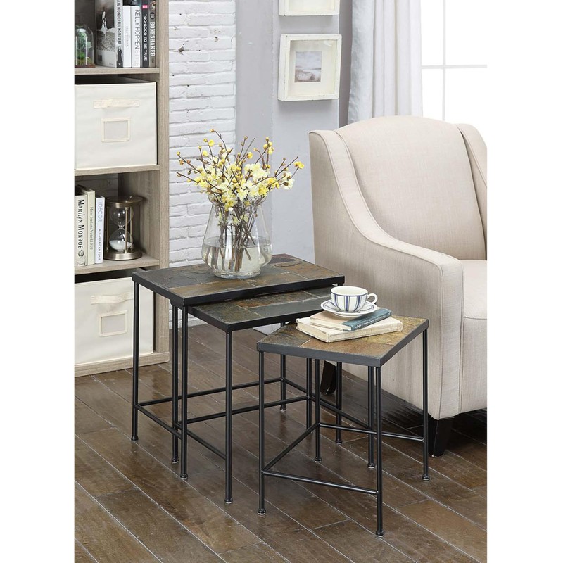 Zhongma Nesting Tables Set of 3, End Tables with Slate