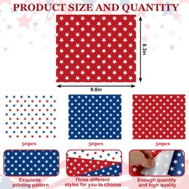 JarThenaAMCS 150Pcs Patriotic Wax Paper Red White Blue Star Deli Paper Tissue 4th of July Sandwich Wrap Paper Independence Day Waterproof Oil-Proof Picnic Liner for Party Kitchen Supplies