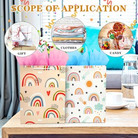 Gift Bag for Girls, Birthday Large Gift Bag Bulk Set Included 2 Pack Paper Gift Bags with Tissue Paper, Rainbow Gift Bags for Kids, Baby, The Colorful Pink Red Gift Bags with Handles, The Pretty Present Bag Gift Bags for Birthday, Party, Baby Shower (12.5" Large Size)