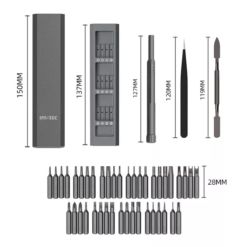 INV4TEC Design Multifunctional Screwdriver Set 40-in-1 Precision Bit Set with