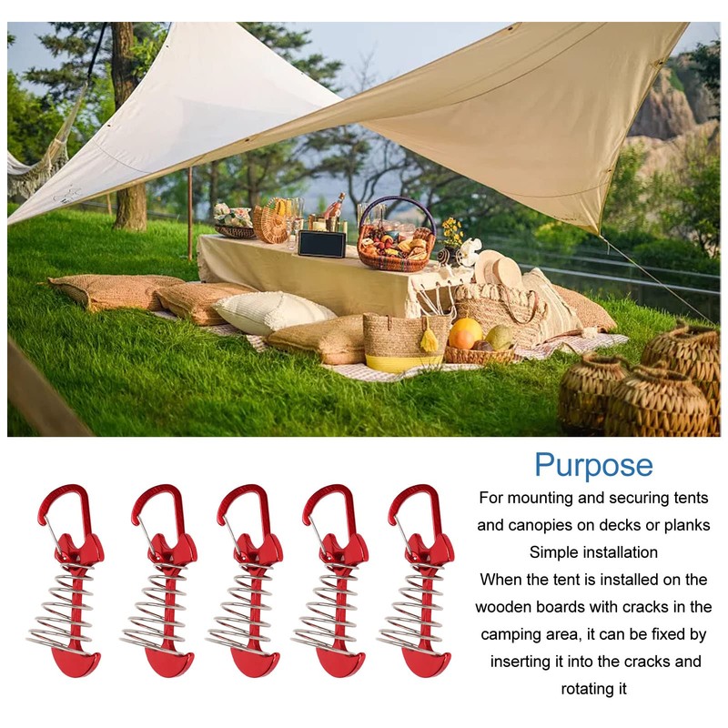5 x Deck Anchor Pegs, Tent Spring Buckle, Tent Awning