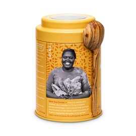 JusTea TURMERIC GINGER | Loose Leaf Herbal Tea | Tin with Hand Carved Tea Spoon | 40+ Cups (110g) | Caffeine Free | Award-Winning | Fair Trade | Non-GMO