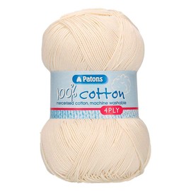 Patons Knitting Yarn, Cotton, Cream, One Size