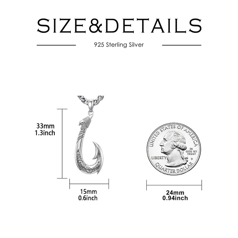 Lattd Fish Hook Necklace 925 Sterling Silver Hawaiian Fish Hook