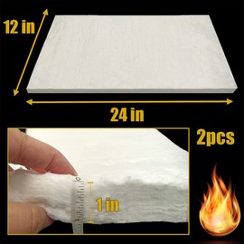 2 PCS 24" x12" x1" (Thick) Ceramic Fiber Blanket Fireproof Insulation Baffle Rated to 2400F, High-Temperature Resistance for Stoves, Kilns, Forges