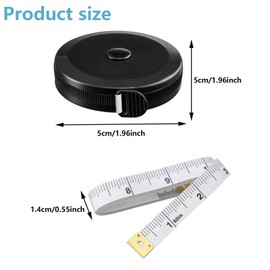 Body Measuring Tape,2 Pcs Sewing Measuring Tape,Body Tape Measure,Dual Sided Retractable Ruler Used for Body Measure Ment,Sewing,Tailor,Craft (Black,White)