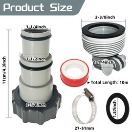 4 Pack Pool Hose Adapter Kit, A/B Type Pool Pump Hose Connector for 1.25&1.5 Inch Hoses,Hose Conversion Adapters with Clamp Washer Fits Filter Pumps for Pool Accessories Replacement Parts