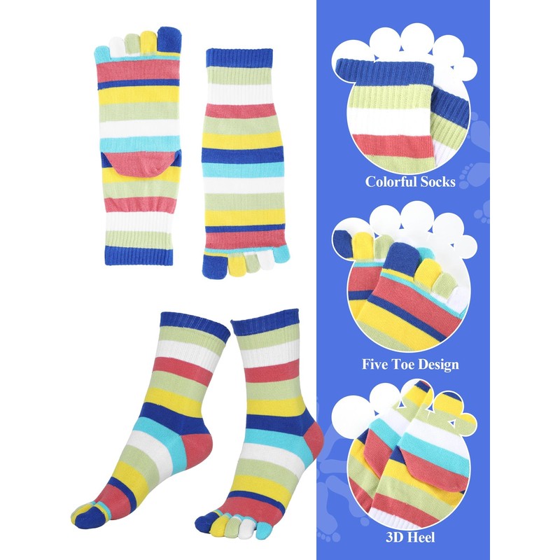 Bencailor 5 Pairs Women Toe Socks Cotton Five Toe Finger