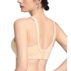 Lemorosy Women's Plus Size Non Padded Cotton Minimizer Wireless Everyday Comfort Bra (46D, Nude)