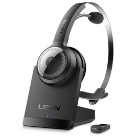 LEVN LEVN Bluetooth 5.0 Headset, Wireless Headset with Microphone (AI Noise Cancelling), 35Hrs Bluetooth Headphones with USB Dongle for PC, Suitable for Remote Work/Call Center/Zoom/Online Class/Trucker