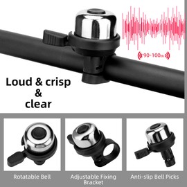 ROCKBROS Bike Bell Classic Bicycle Bell Loud Sound Mountain Bike MTB Bells Bell for Bike Ring Bell for Adults for 0.82-0.86in/21-22mm Bike Handlebars…