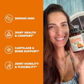 Glucosamine Chondroitin MSM - High Potency Joint Support Supplement with Antioxidant Properties. Helps with Inflammatory Response.Occasional Discomfort Relief for Back, Knees & Hands. 150 MSM Capsules