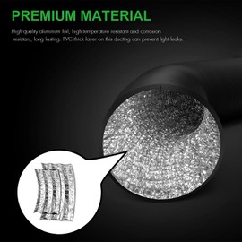 iPower Flexible 8 Inch 25 Feet Aluminum Ducting 4 Layer Protection Dryer Vent Hose for HVAC Heating Cooling Ventilation and Exhaust, 2 Clamps Included, Black