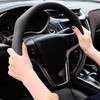 Leather Steering Wheel Cover Luxurious, Breathable, and Anti-Slip Design -