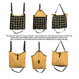 Majestic Ally Slow Feed Hay Bag for Horses, Adjustable Travel Feeder for Trailer, Stall, and Portable Wear, Feeding Sack with Strap Support, Simulates Grazing, Reduces Waste (Orange)