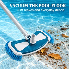 Pool Vacuum Head with Side Brushes, Plastic Swimming Pool Floor Cleaner with 1-1/4 Inch Telescopic Pole Connection