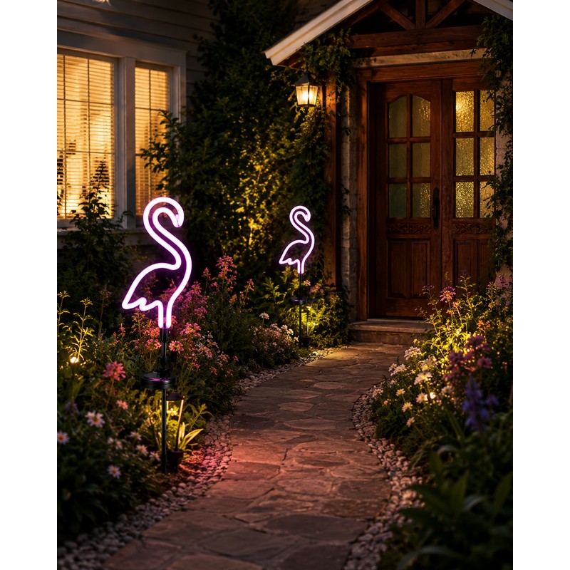 Solar Flamingo Garden Stake Lights for Outdoor Decor – 3