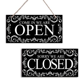 SUPERDANT Open Close Signs, Store Signs, Vintage Style, Wooden Signs, Black, Signboard Opening, Closing, Stylish, Cafes, Restaurants, General Stores, 5.9 x 11.8 inches (15 x 30 cm)