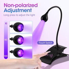 Buqikma UV Nail Lamp - 3W UV Light for Gel Nails 3 Timers Touch Control Nail Lamp with Large Clamp, USB Fast Drying Gel Lamp, Adjustable Gooseneck Nail Light for Professional Salon Home DIY (Black)