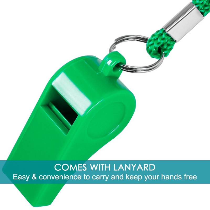 8 Pcsコーチ審判ホイアンスランヤード、FineGood 7カラフルなプラスチックと1つのステンレススチール金属ホイッスルサッカースポーツライフガードサバイバル緊急訓練 - マルチカラー