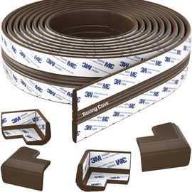 Roving Cove PreFit (Classic) Furniture Edge Corner Protector (Standard 15ft Edge 4 Corners), Baby Proofing Bumper Guards, Coffee Brown, Pre-Taped, for Straight Smooth Surfaces