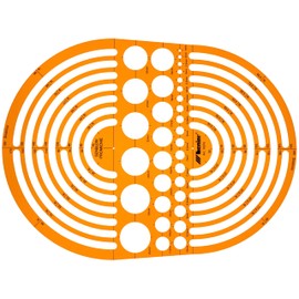 Leniar Technical Drawing Template - Circle Template for Precise Technical Drawing - Orange Transparent Plastic - Diameter 1 to 190 mm