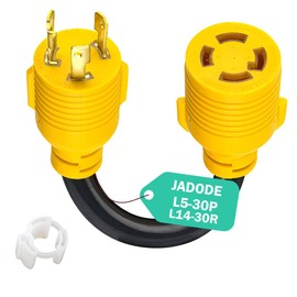 Jadode RV Power Adapter 12 Inch Twist Lock 30 Amp L5-30P Male Generator to L14-30R Transfer Switch Female Heavy Duty 3-Prong to 4-Prong Inlet Box STW 10AWG 4C Wire