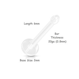 PiercedOff Bio Flex Clear Retainer for Nose or Cartilage - Thickness 20GA (0.8mm) / Length 6mm