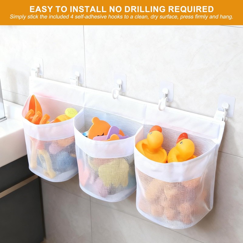 YWKJDDM Bath Toy Storage Organizer, Large Hanging Storage Holder with
