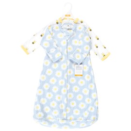 Hudson Baby Unisex Baby Cotton Wearable Sleeping Bag, Sack, Blanket, Daisy Bee Long Sleeve, 12-18 Months