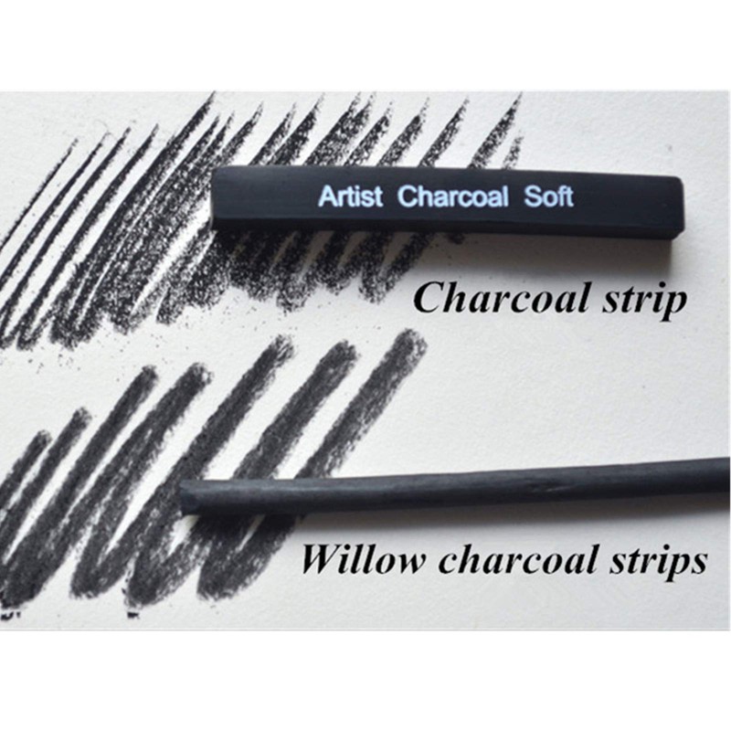 Compressed Charcoal Sticks for Drawing, 6 PCs Break-Resistant Sketch Charcoal