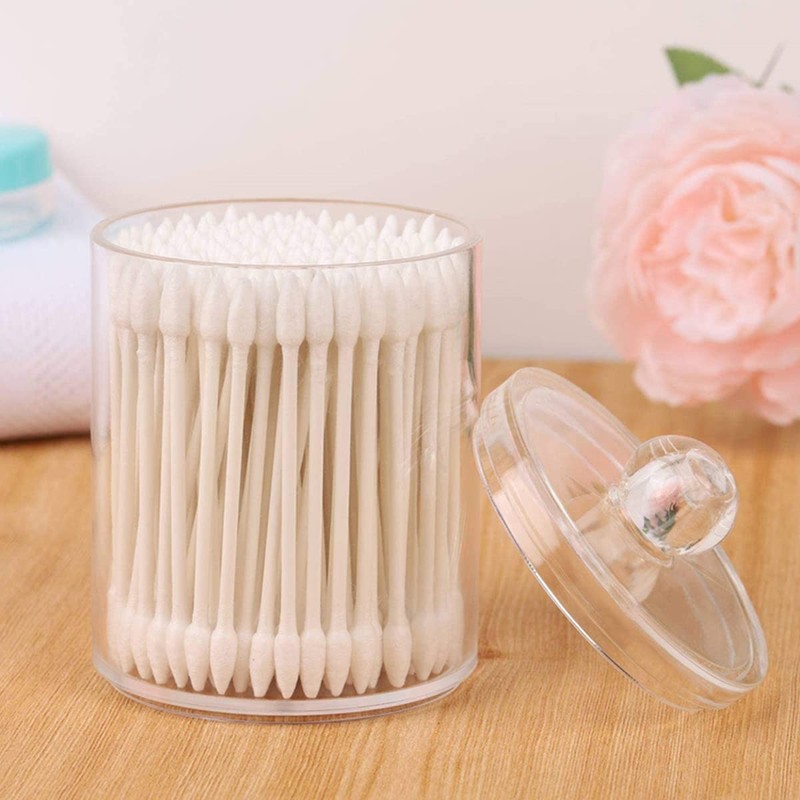 4 Pack Qtip Holder Dispenser for Cotton Ball, Transparent Dust-proof