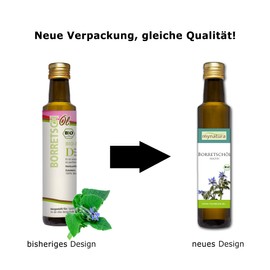 Mynatura Bio Borretschöl 250ml I Nativ I Kaltgepresst I Rein Pflanzlich I Hochwertiges Omega 3 und Omega 6 I Glutenfrei I Cholesterinfrei I Vitamin E Natur 250ml (1 x 250ml)